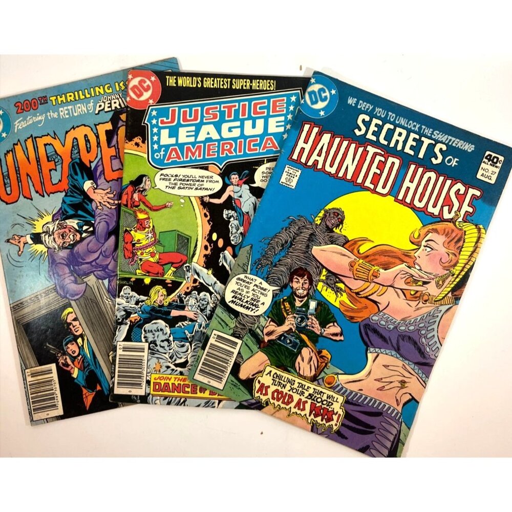 VTG DC Comic Book Lot: Unexpected #200 Justice League Of America #180 Secrets Of